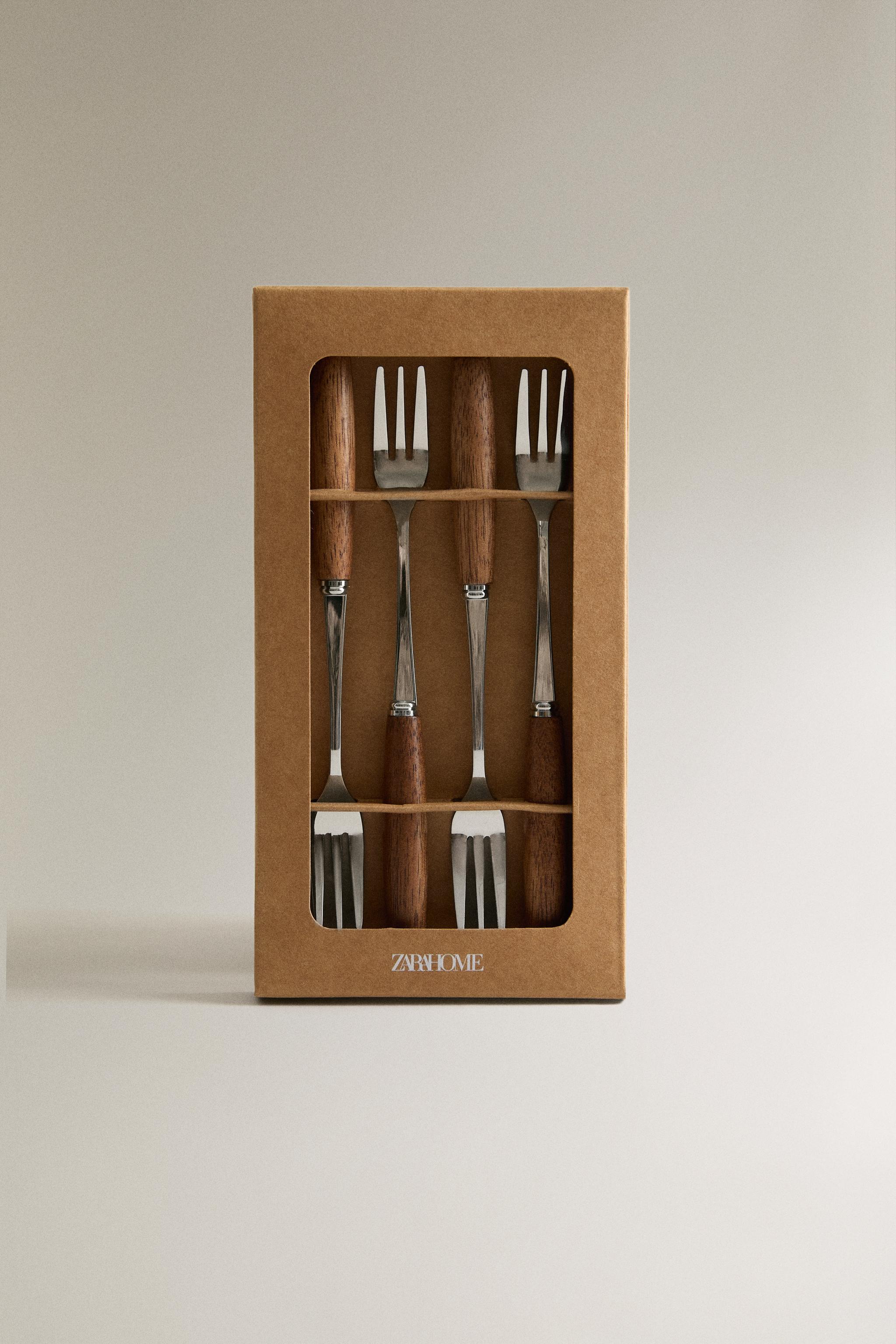WOODEN DESSERT FORK SET (4-PACK)